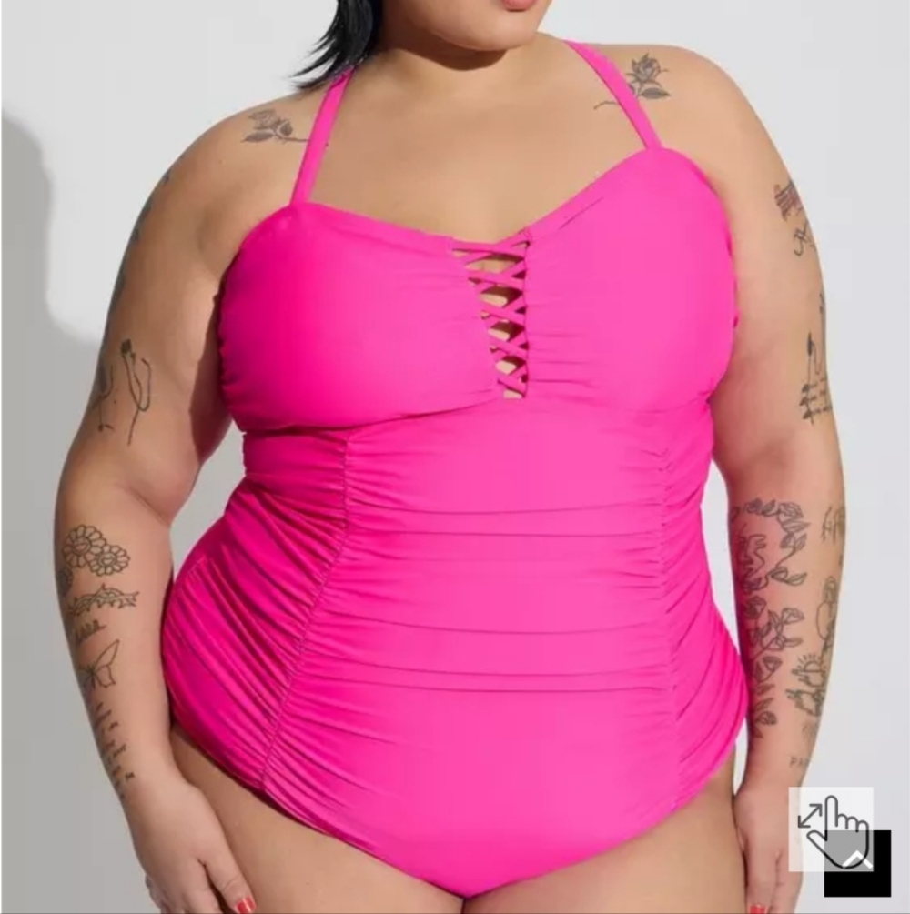 Torrid Slim Fix Lattice Front One Piece Swimsuit - Picture 2 of 4